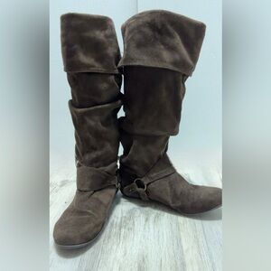 Nine West Dark Brown Suede Heeled Boots